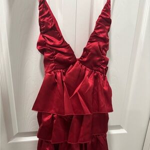 Elegant Red Satin Dress